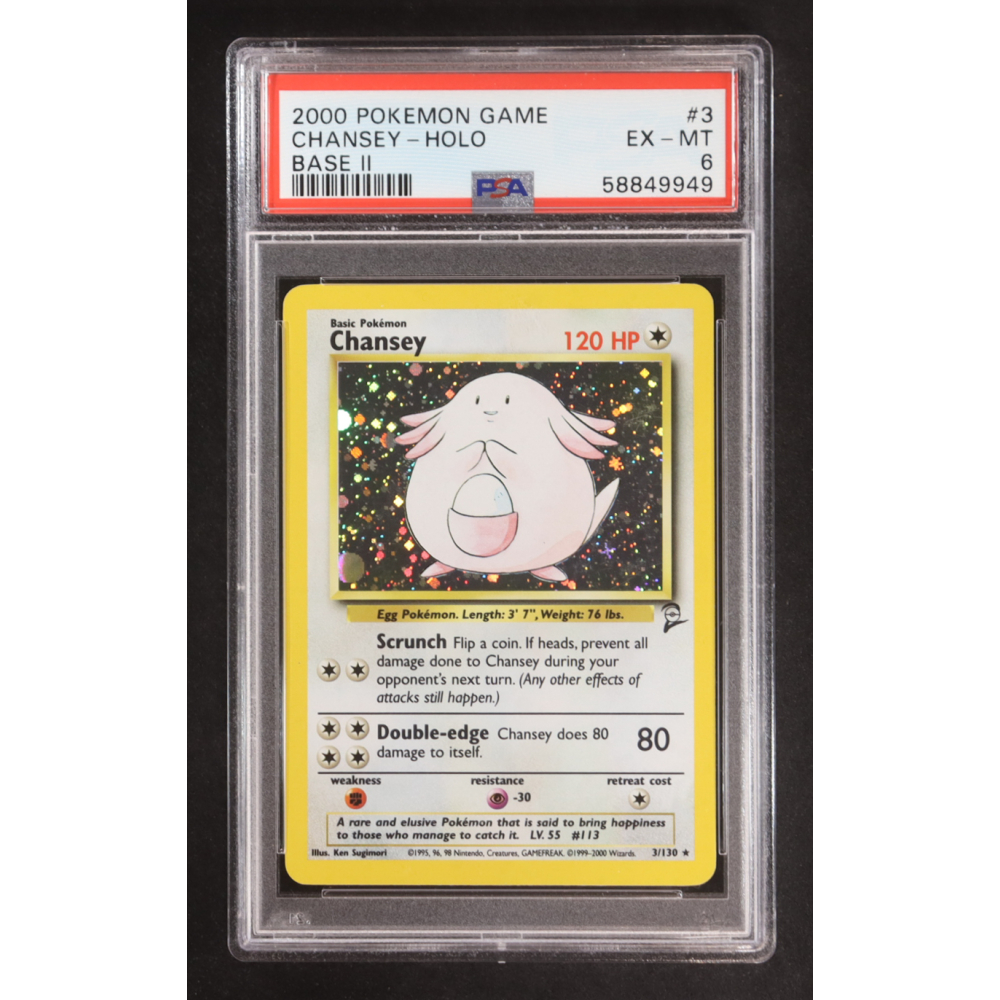 Chansey 2000 Pokemon Base 2 Unlimited #3 Holo (PSA 6) at PristineAuction.com