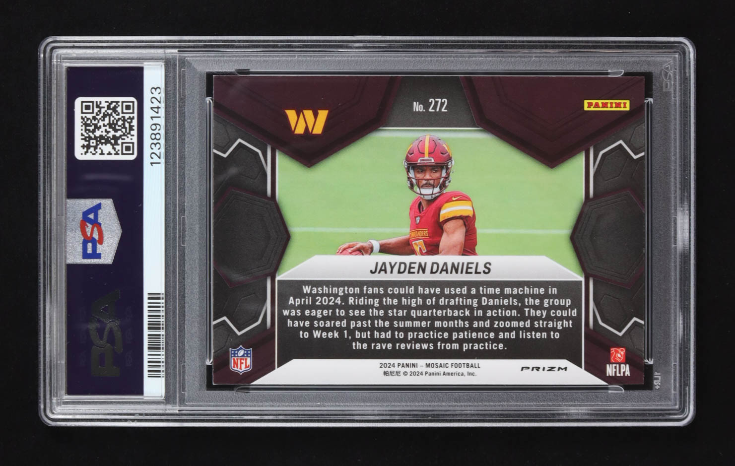 Jayden Daniels 2024 Panini Mosaic Mosaic #272 DEB RC (PSA 9) at PristineAuction.com Jayden Daniels 2024 Panini Mosaic Mosaic #272 DEB RC (PSA 9) at PristineAuction.com