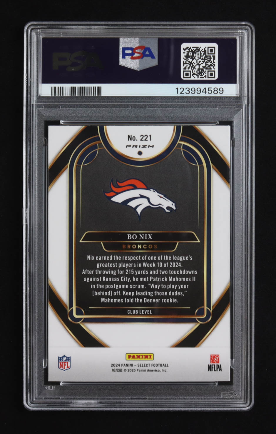 Bo Nix 2024 Select Prizm Red and Blue Shock #221 RC (PSA 10) at PristineAuction.com Bo Nix 2024 Select Prizm Red and Blue Shock #221 RC (PSA 10) at PristineAuction.com