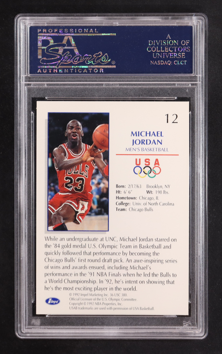 Michael Jordan 1992 Impel U.S. Olympic Hopefuls #12 BK (PSA 9) at PristineAuction.com Michael Jordan 1992 Impel U.S. Olympic Hopefuls #12 BK (PSA 9) at PristineAuction.com