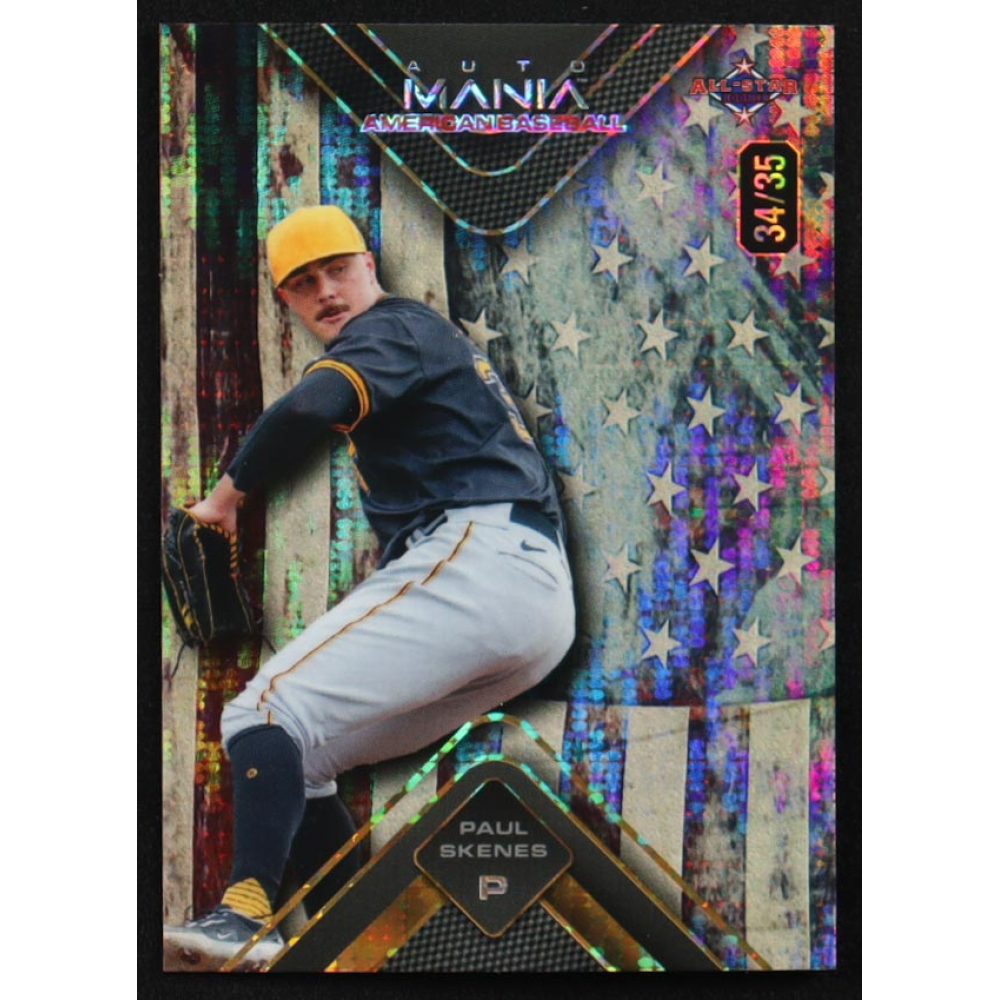 Paul Skenes 2024 Wild Card Auto Mania American Baseball Vintage Flag Pulsar #AMAT-PS3 #34/35 RC at PristineAuction.com