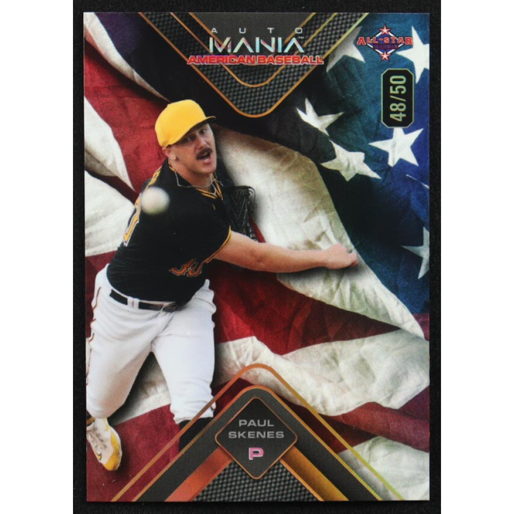 Paul Skenes 2024 Wild Card Auto Mania American Baseball American Flag Rainbow Foil #AMAT-PS2 #48/50 RC at PristineAuction.com