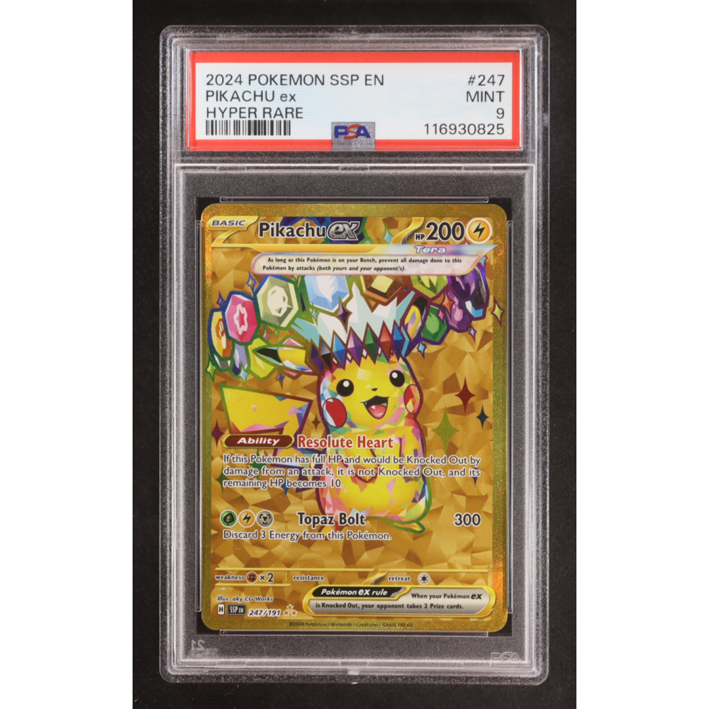 Pikachu ex 2024 Pokemon Scarlet and Violet Surging Sparks #247 (PSA 9) at PristineAuction.com