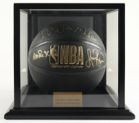 Magic Johnson & Larry Bird Signed NBA Basketball with Display Case (PSA & Beckett) at PristineAuction.com