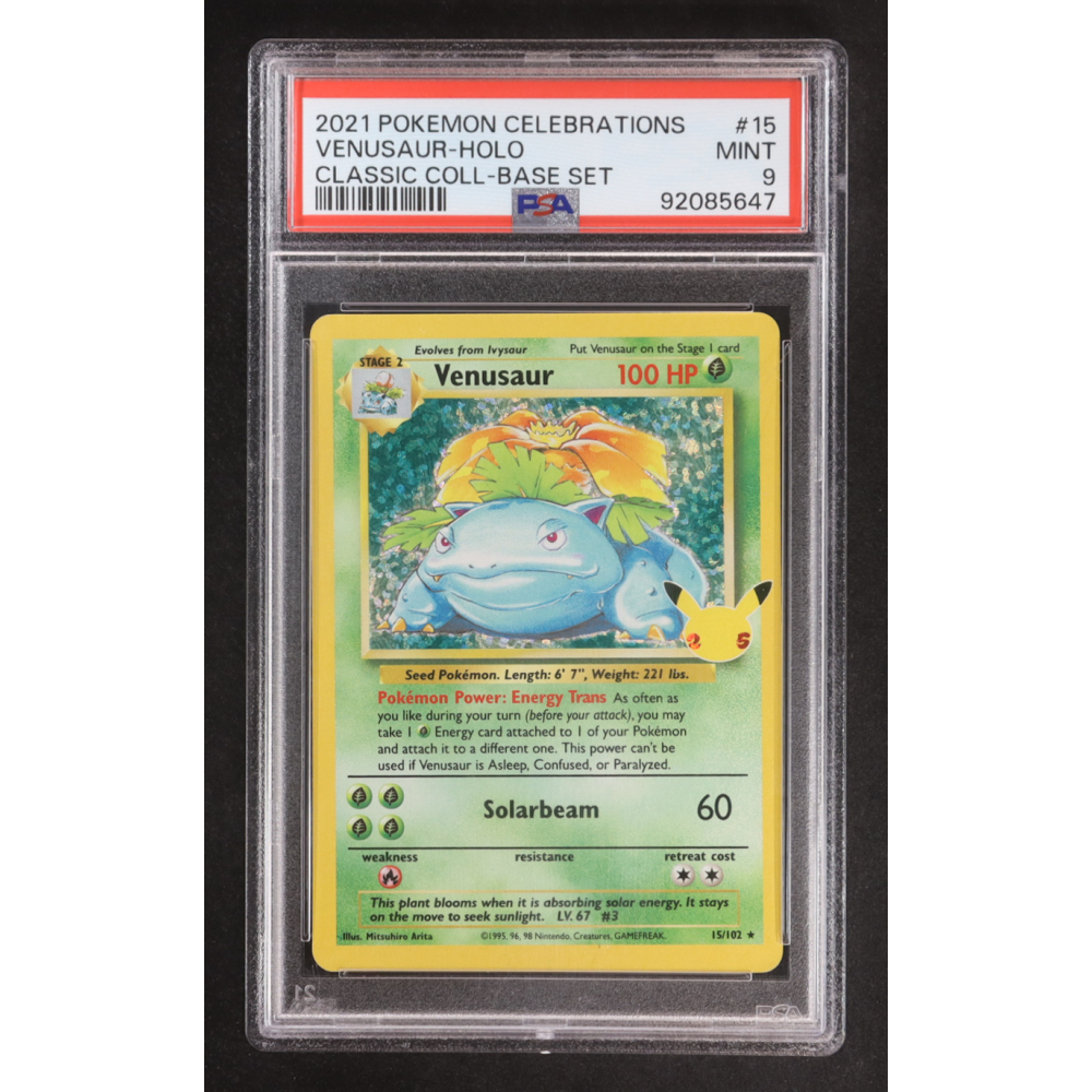 Venusaur 2021 Pokemon Celebrations Classic Collection Confetti Holofoil #15 Holo (PSA 9) at PristineAuction.com