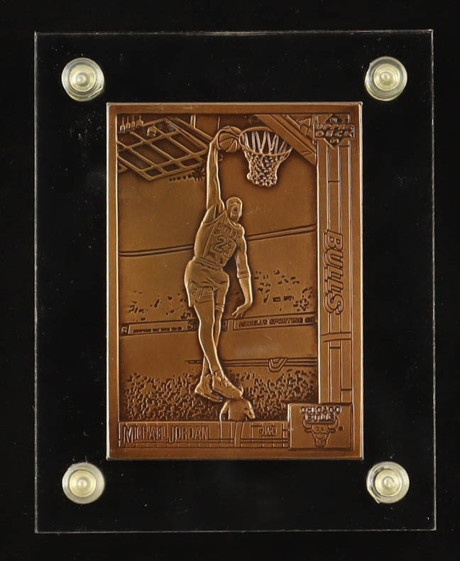 Michael Jordan 1996 Upper Deck & The Highland Mint Bronze Mint-Card #2434/5000 with Display Case at PristineAuction.com Michael Jordan 1996 Upper Deck & The Highland Mint Bronze Mint-Card #2434/5000 with Display Case at PristineAuction.com