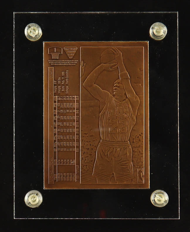 Michael Jordan 1996 Upper Deck & The Highland Mint Bronze Mint-Card #2434/5000 with Display Case at PristineAuction.com Michael Jordan 1996 Upper Deck & The Highland Mint Bronze Mint-Card #2434/5000 with Display Case at PristineAuction.com