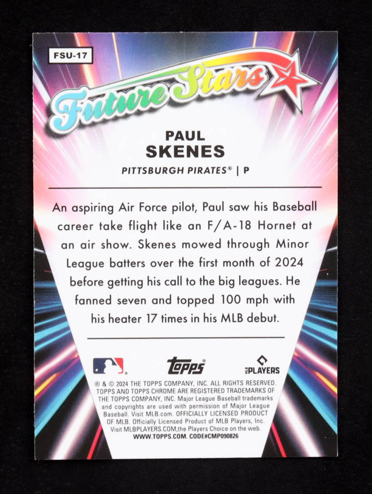 Paul Skenes 2024 Topps Chrome Future Stars #FSU-17 RC at PristineAuction.com Paul Skenes 2024 Topps Chrome Future Stars #FSU-17 RC at PristineAuction.com