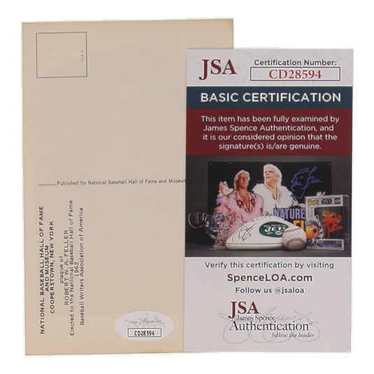 Bob Feller Signed Hall of Fame Plaque Postcard (JSA) at PristineAuction.com Bob Feller Signed Hall of Fame Plaque Postcard (JSA) at PristineAuction.com