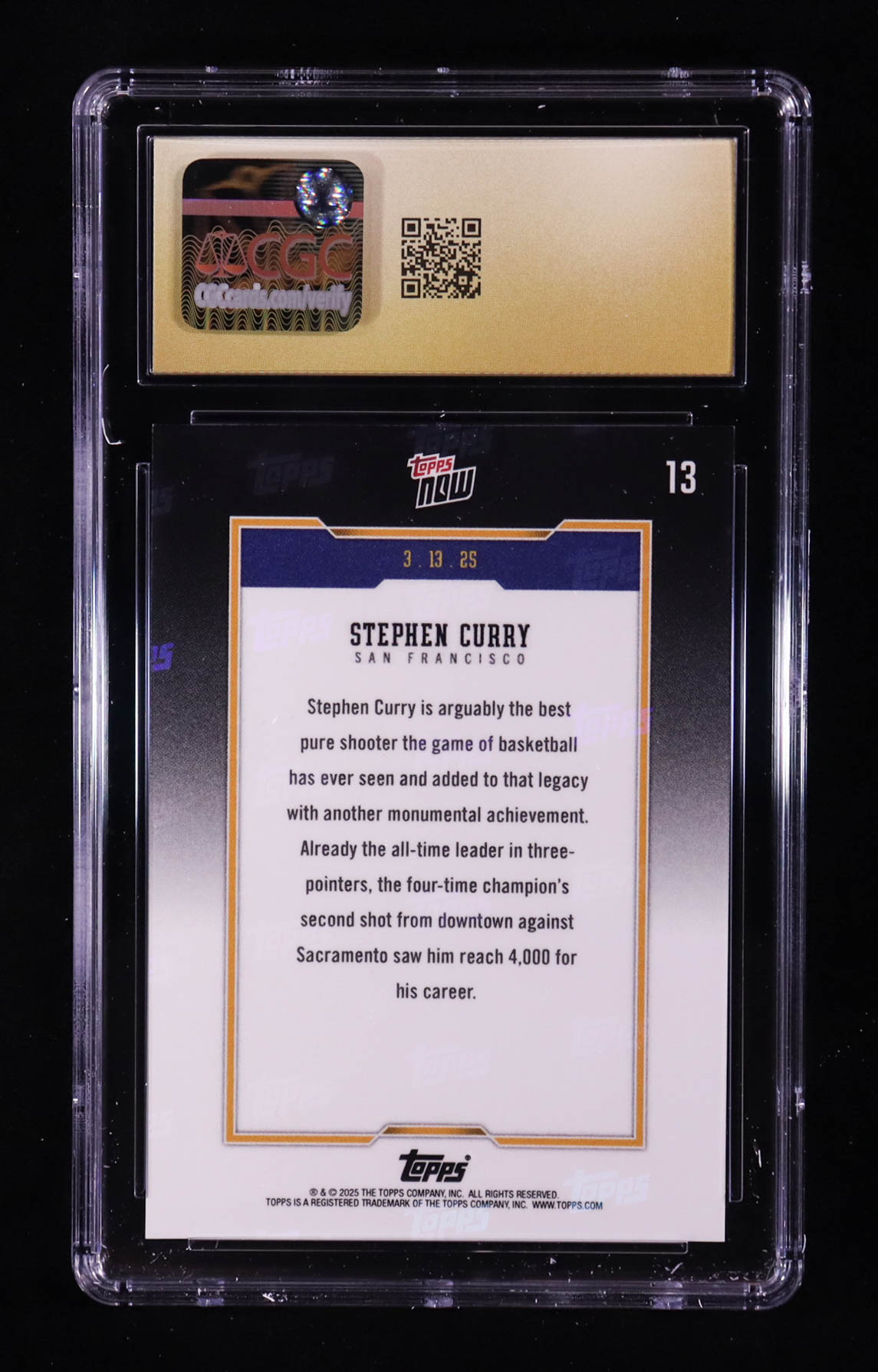 Stephen Curry 2024-25 Topps Now #13 (CGC Pristine 10) at PristineAuction.com Stephen Curry 2024-25 Topps Now #13 (CGC Pristine 10) at PristineAuction.com