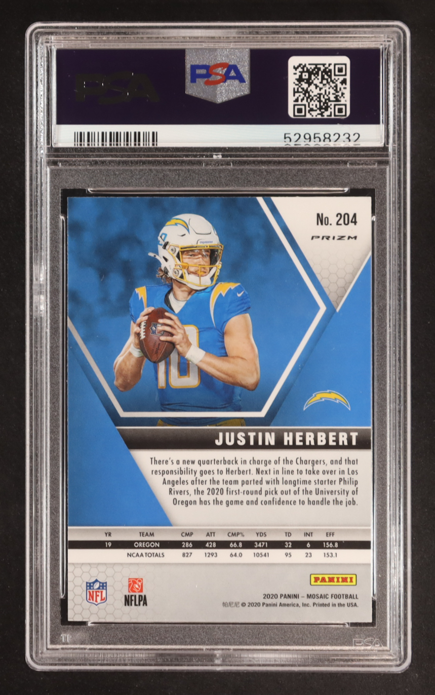Justin Herbert 2020 Panini Mosaic Mosaic #204 RC (PSA 10) at PristineAuction.com Justin Herbert 2020 Panini Mosaic Mosaic #204 RC (PSA 10) at PristineAuction.com