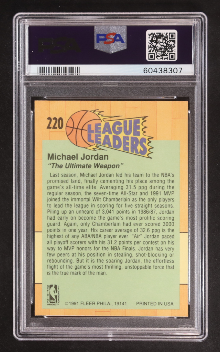 Michael Jordan 1991-92 Fleer #220 LL (PSA 9) at PristineAuction.com Michael Jordan 1991-92 Fleer #220 LL (PSA 9) at PristineAuction.com