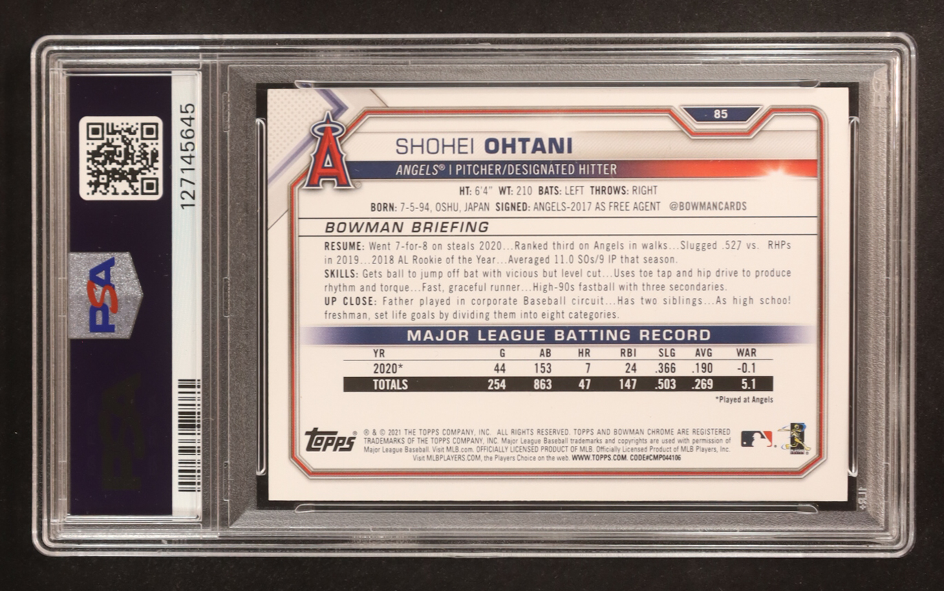 Shohei Ohtani 2021 Bowman #85 (PSA 9) at PristineAuction.com Shohei Ohtani 2021 Bowman #85 (PSA 9) at PristineAuction.com