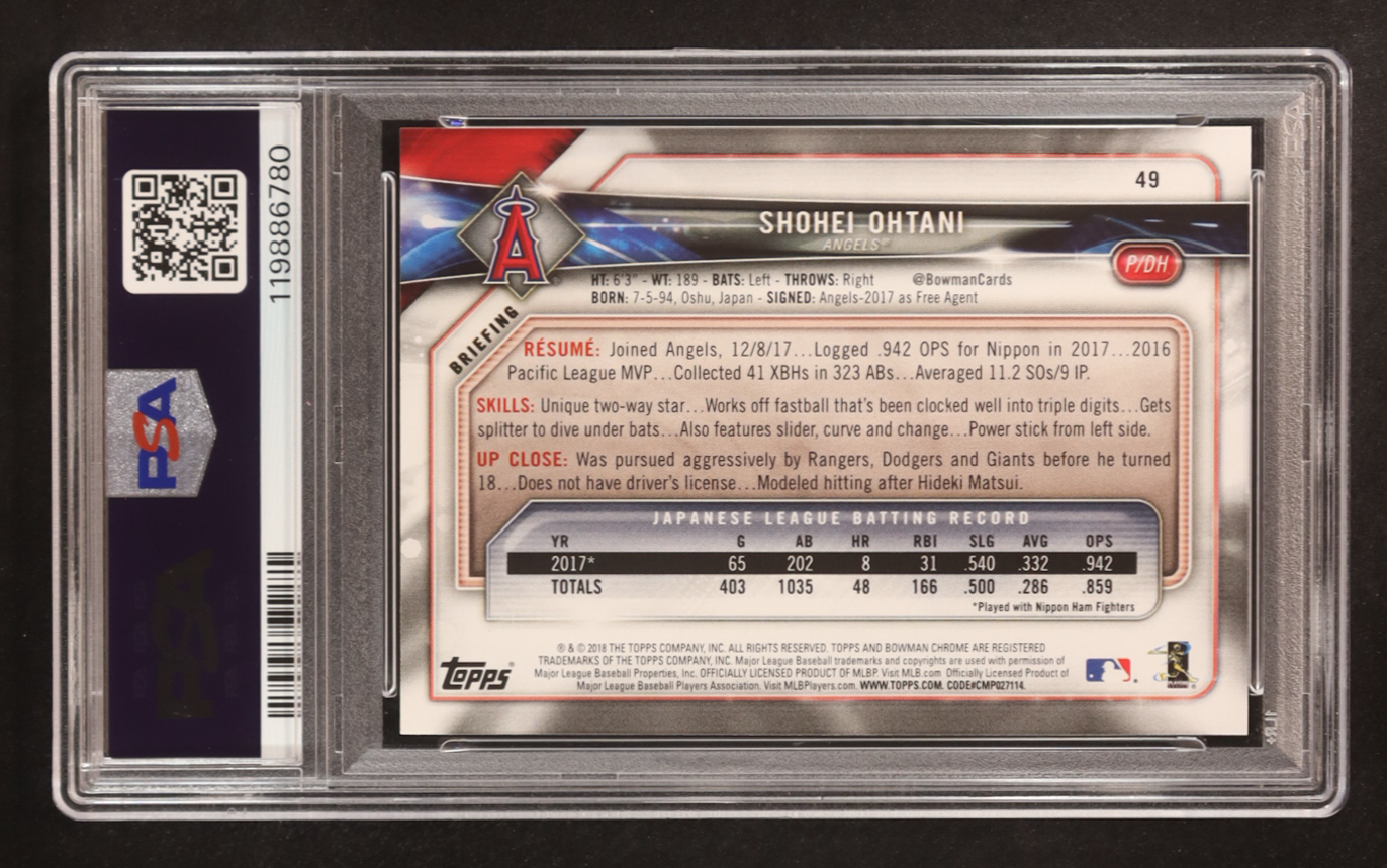 Shohei Ohtani 2018 Bowman #49 RC (PSA 9) at PristineAuction.com Shohei Ohtani 2018 Bowman #49 RC (PSA 9) at PristineAuction.com