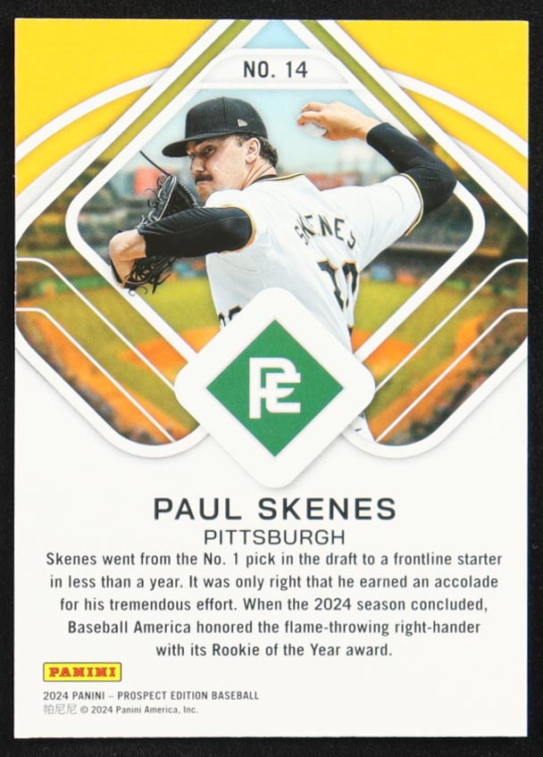 Paul Skenes 2024 Panini Prospect Edition Aces Red #14 #117/199 RC at PristineAuction.com Paul Skenes 2024 Panini Prospect Edition Aces Red #14 #117/199 RC at PristineAuction.com