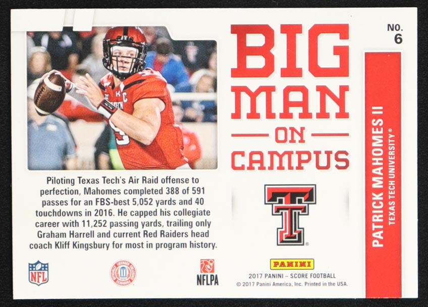 Patrick Mahomes II 2017 Score Big Man on Campus #6 RC at PristineAuction.com Patrick Mahomes II 2017 Score Big Man on Campus #6 RC at PristineAuction.com