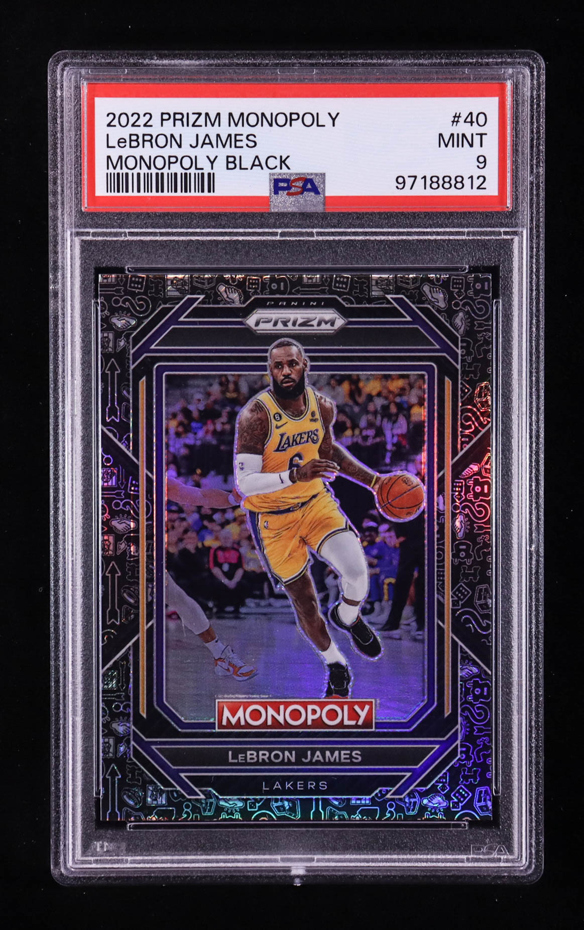 LeBron James 2022-23 Panini Prizm Monopoly Monopoly Black #40 (PSA 9) at PristineAuction.com LeBron James 2022-23 Panini Prizm Monopoly Monopoly Black #40 (PSA 9) at PristineAuction.com