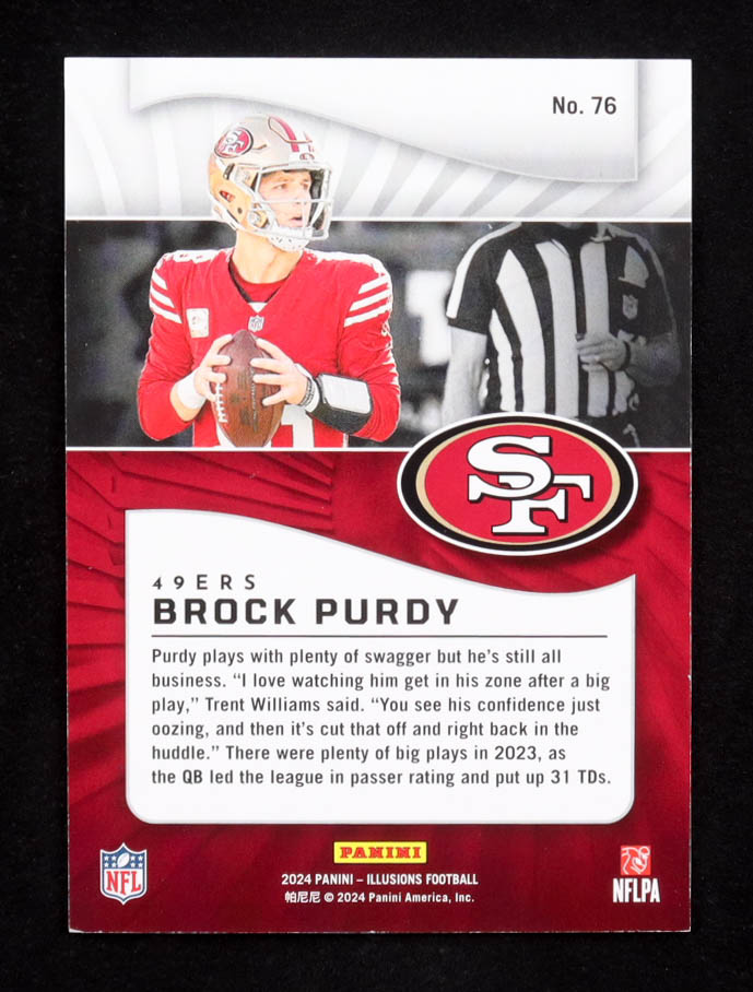 Brock Purdy 2024 Panini Illusions #76 #236/499 at PristineAuction.com Brock Purdy 2024 Panini Illusions #76 #236/499 at PristineAuction.com
