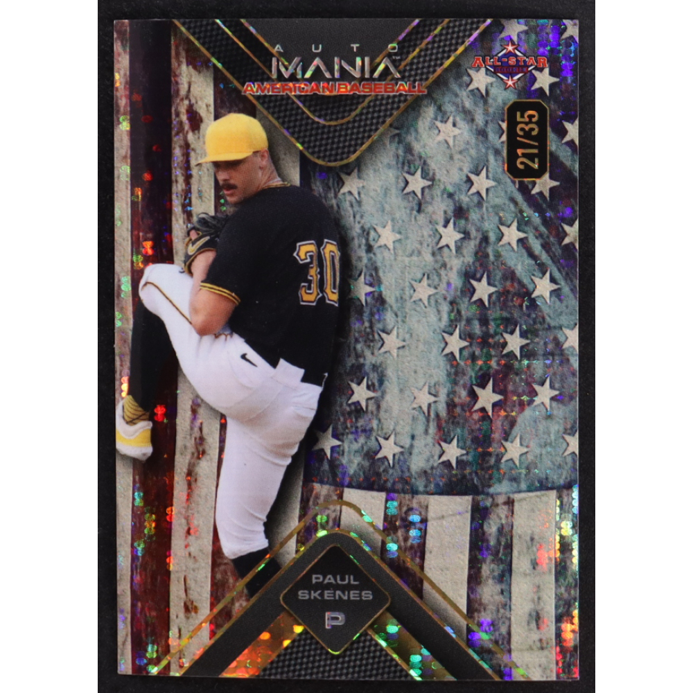 Paul Skenes 2024 Wild Card Auto Mania American Baseball Vintage Flag Pulsar #AMAT-PS #21/35 RC at PristineAuction.com