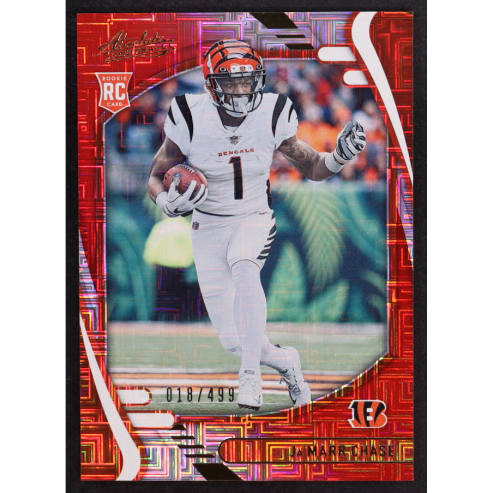 Ja'Marr Chase 2021 Absolute Red Squares #105 #018/499 RC at PristineAuction.com