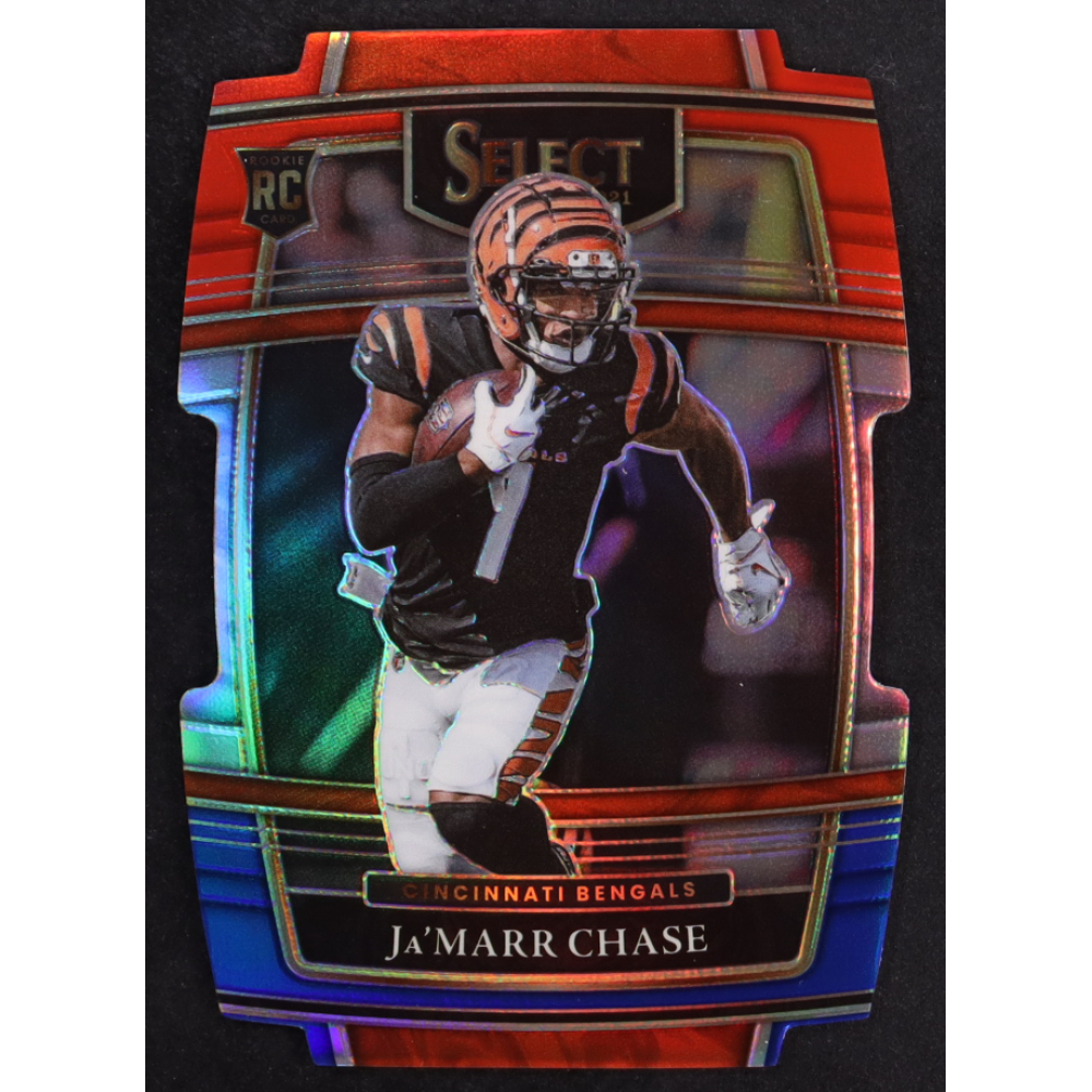 Ja'Marr Chase 2021 Select Prizm Red and Blue Die Cut #47 RC at PristineAuction.com