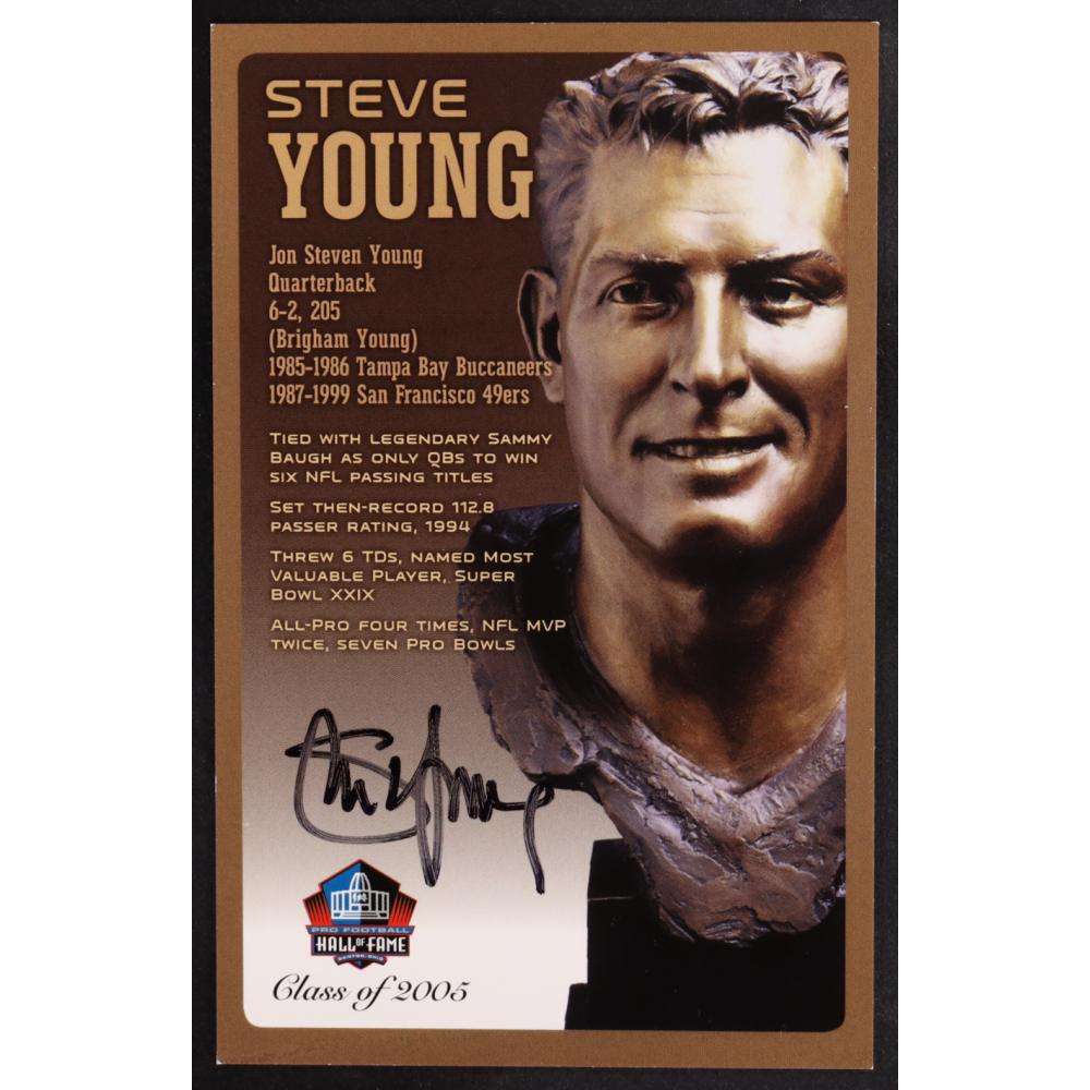 Steve Young Signed LE Hall Of Fame Postcard #129/150 (Beckett) at PristineAuction.com