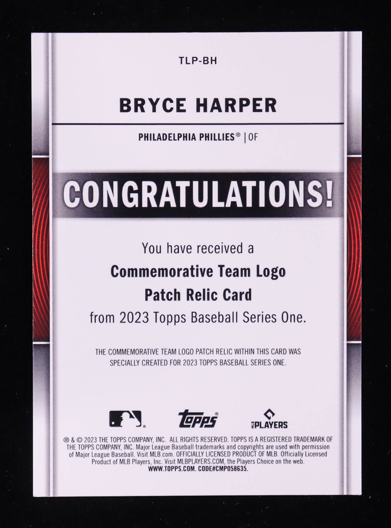 Bryce Harper 2023 Topps Team Logo Commemorative Patch #TLPBH at PristineAuction.com Bryce Harper 2023 Topps Team Logo Commemorative Patch #TLPBH at PristineAuction.com
