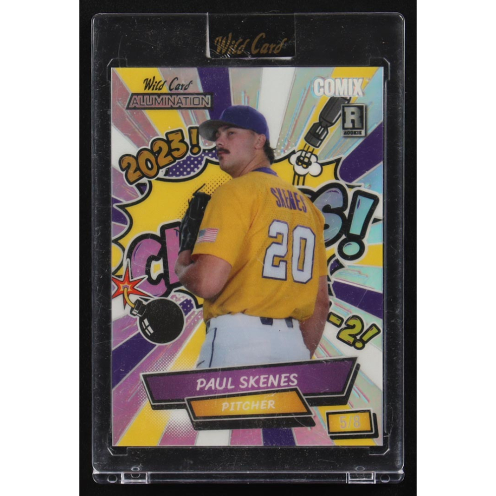 Paul Skenes 2024 Wild Card Alumination Comix CHAMPS! Silver Rainbow Foil #ACGC-PS5 #5/8 RC at PristineAuction.com