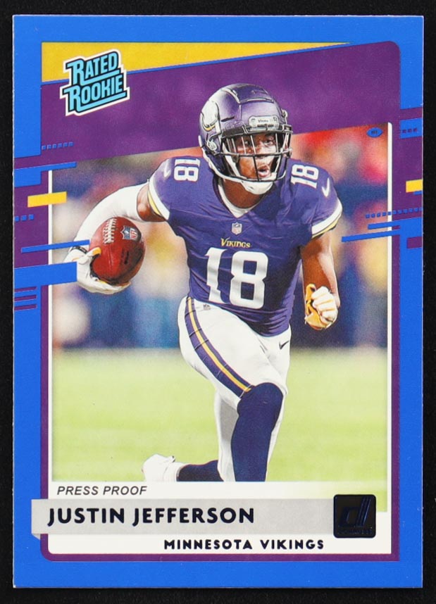 Justin Jefferson 2020 Donruss Press Proof Blue #313 RR RC at PristineAuction.com Justin Jefferson 2020 Donruss Press Proof Blue #313 RR RC at PristineAuction.com