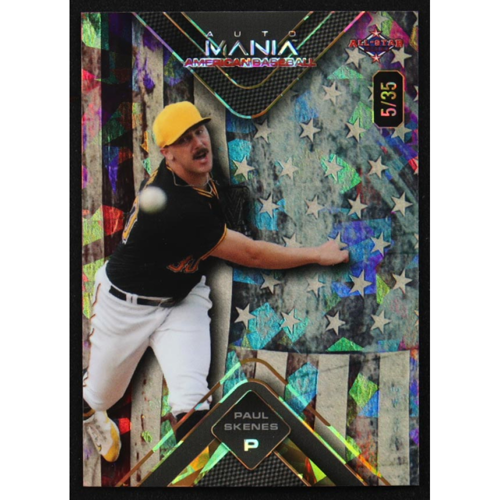 Paul Skenes 2024 Wild Card Auto Mania American Baseball Vintage Flag Crystal #AMAT-PS2 #05/35 RC at PristineAuction.com