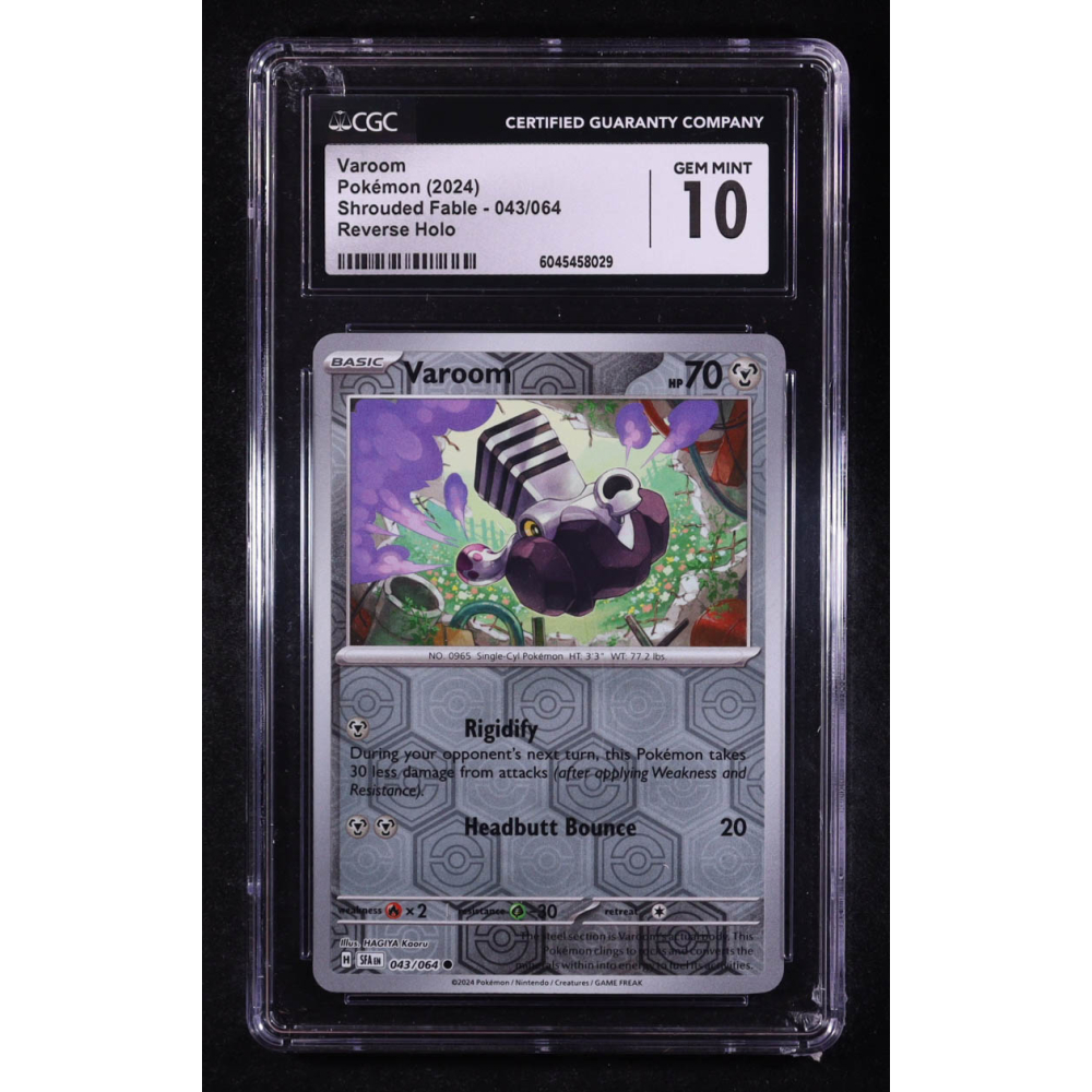 Varoom 2024 Pokemon TCG Scarlet & Violet Shrouded Fable #043 REVERSE HOLO (CGC 10) at PristineAuction.com