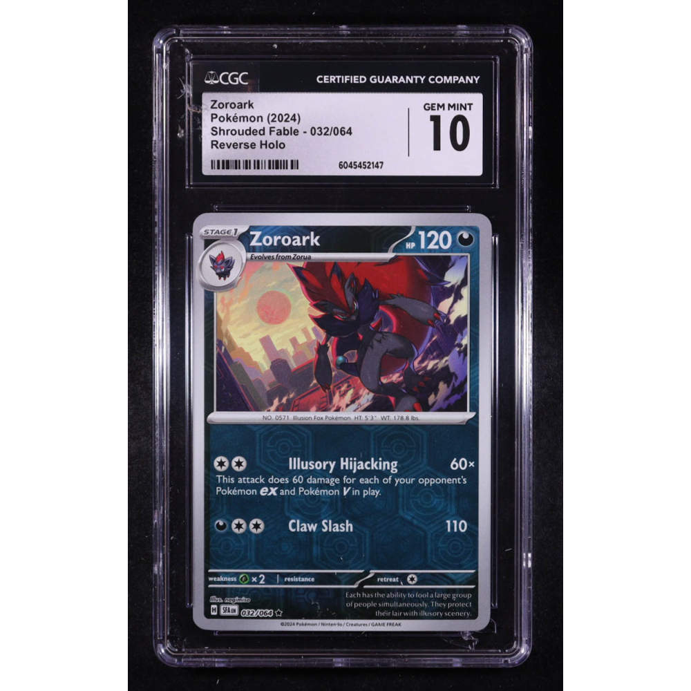 Zoroark 2024 Pokemon TCG Scarlet & Violet Shrouded Fable #032 REVERSE HOLO (CGC 10) at PristineAuction.com