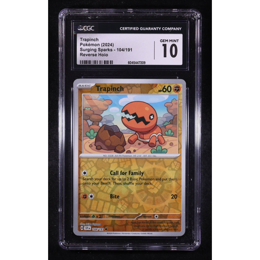 Trapinch 2024 Pokemon TCG Scarlet & Violet Surging Sparks #104 REVERSE HOLO (CGC 10) at PristineAuction.com