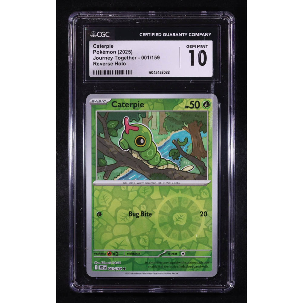 Caterpie 2025 Pokemon TCG Scarlet & Violet Journey Together #001 REVERSE HOLO (CGC 10) at PristineAuction.com