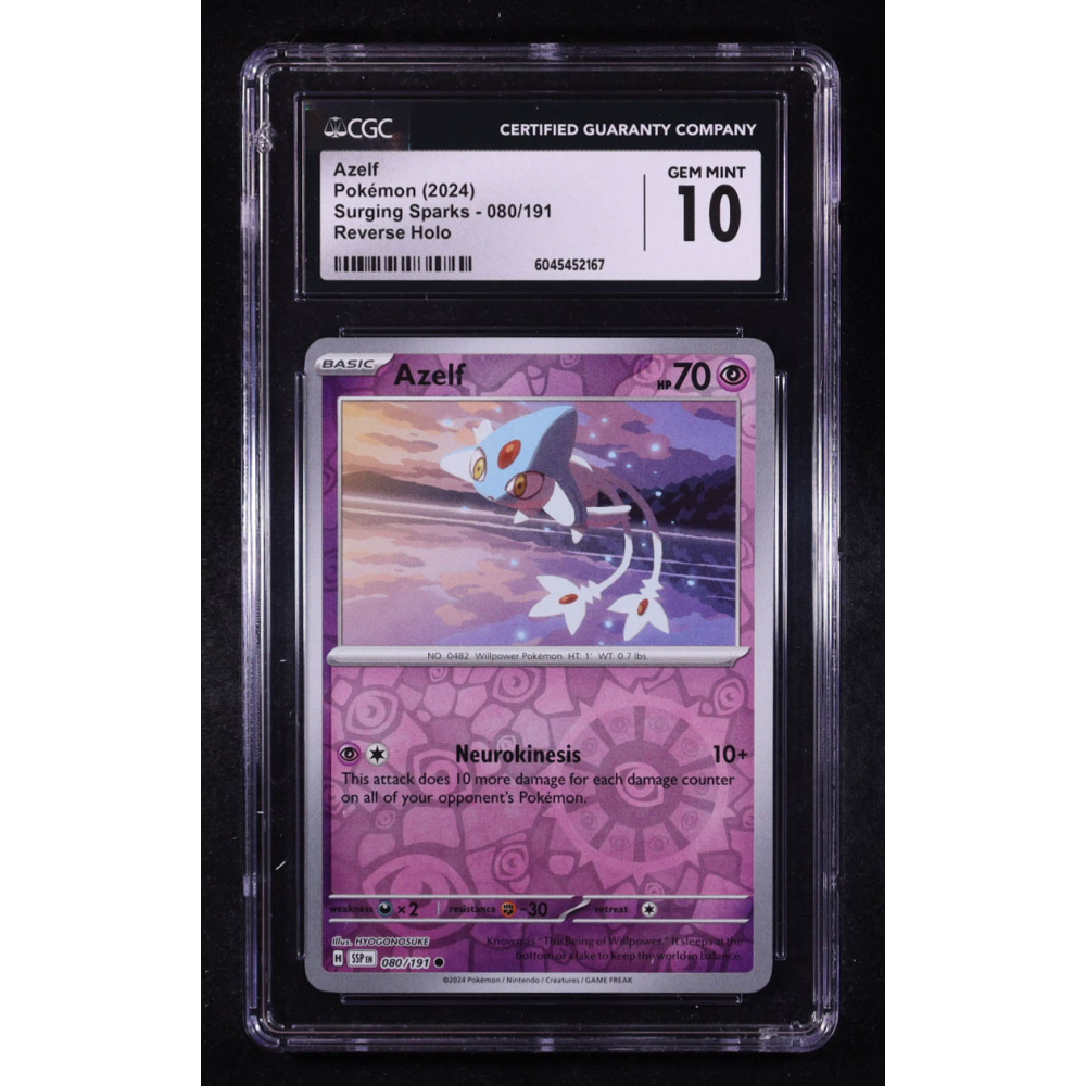 Azelf 2024 Pokemon TCG Scarlet & Violet Surging Sparks #080 REVERSE HOLO (CGC 10) at PristineAuction.com