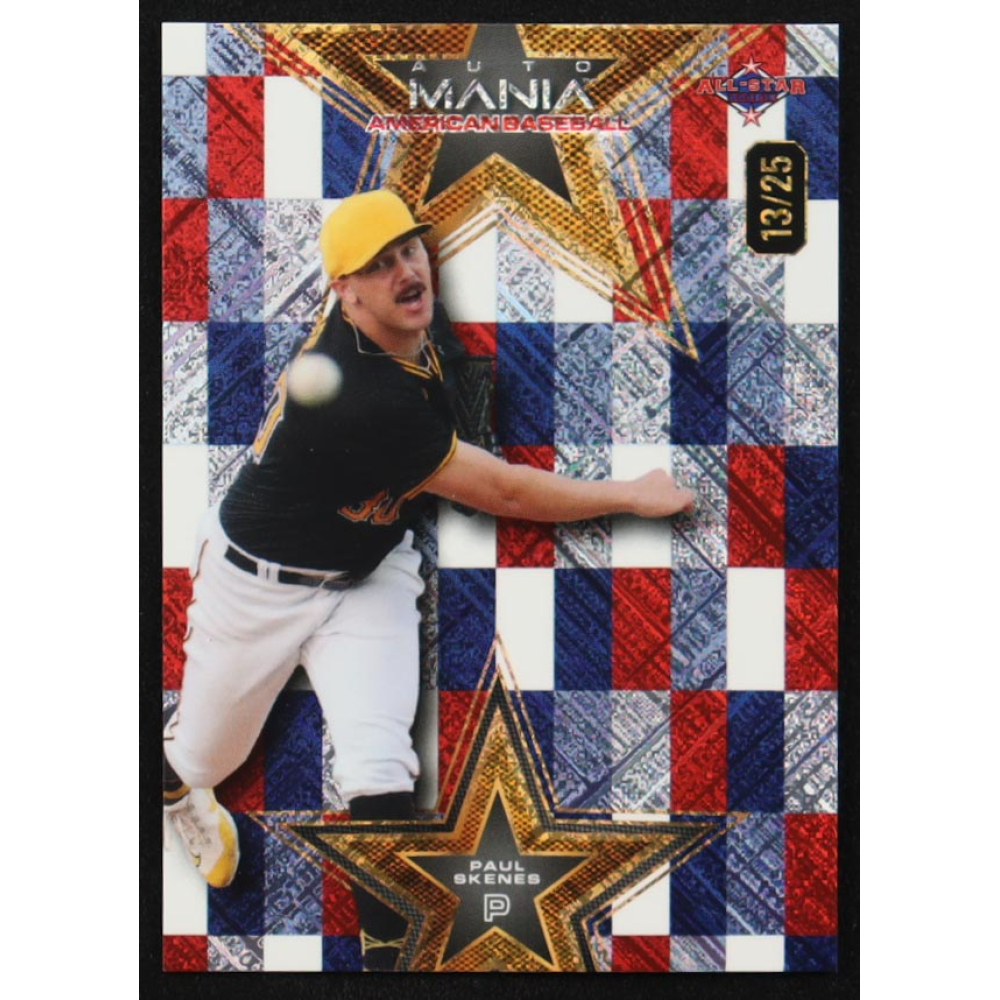 Paul Skenes 2024 Wild Card Auto Mania American Baseball Americana Cross Hatch Foil #AMAS-PS2 #13/25 RC at PristineAuction.com
