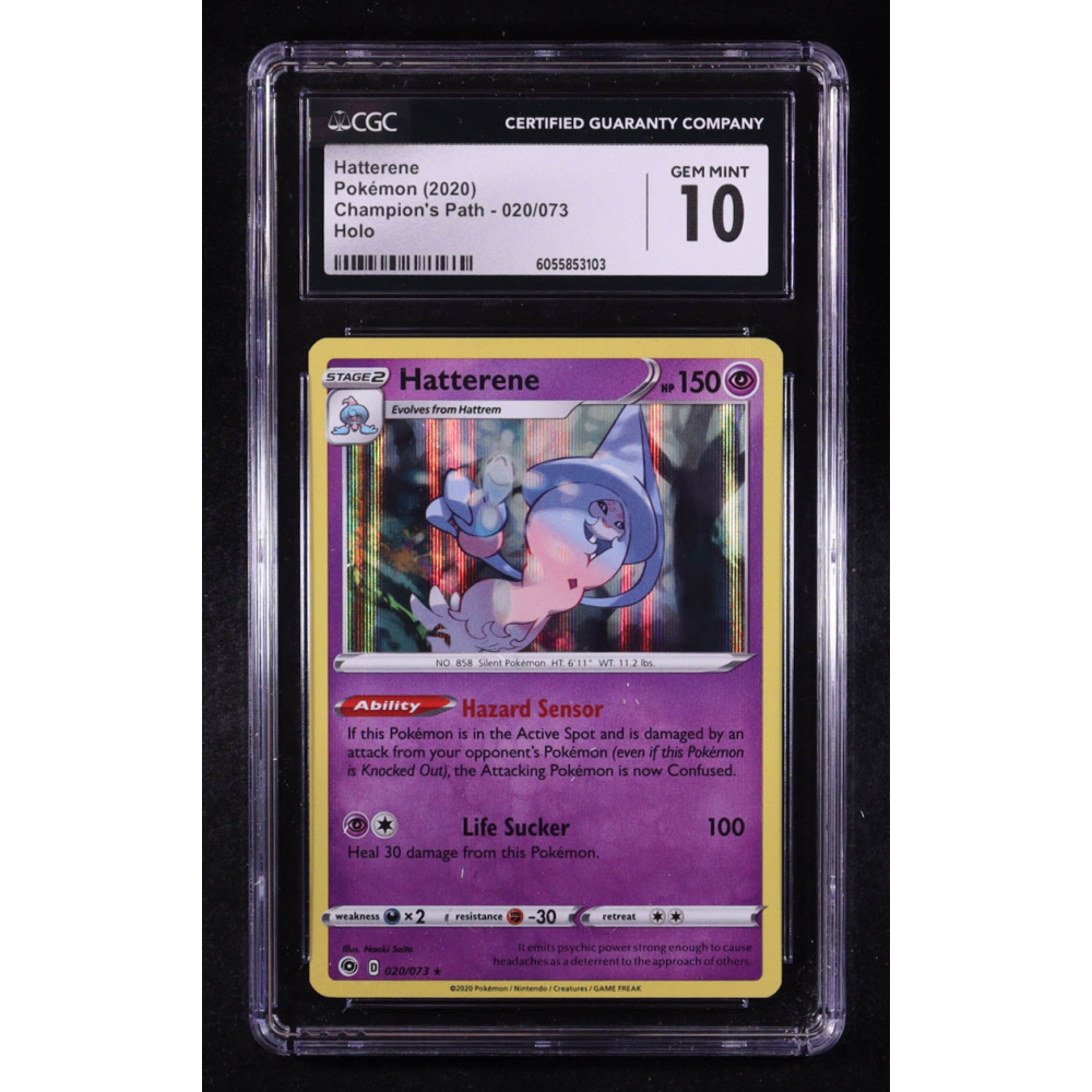 Hatterene 2020 Pokemon TCG Sword & Shield Champion's Path #020 HOLO (CGC 10) at PristineAuction.com