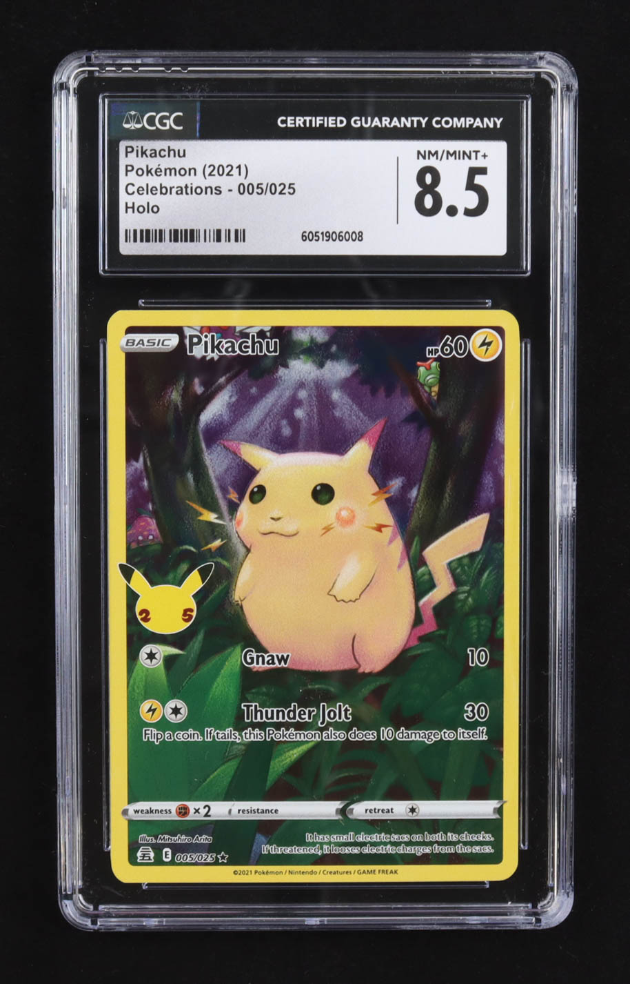 Pikachu 2021 Pokemon Celebrations #005 Holo (CGC 8.5) at PristineAuction.com Pikachu 2021 Pokemon Celebrations #005 Holo (CGC 8.5) at PristineAuction.com