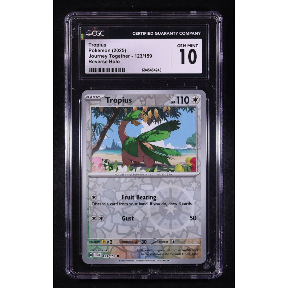 Tropius 2025 Pokemon TCG Scarlet & Violet Journey Together #123 REVERSE HOLO (CGC 10) at PristineAuction.com