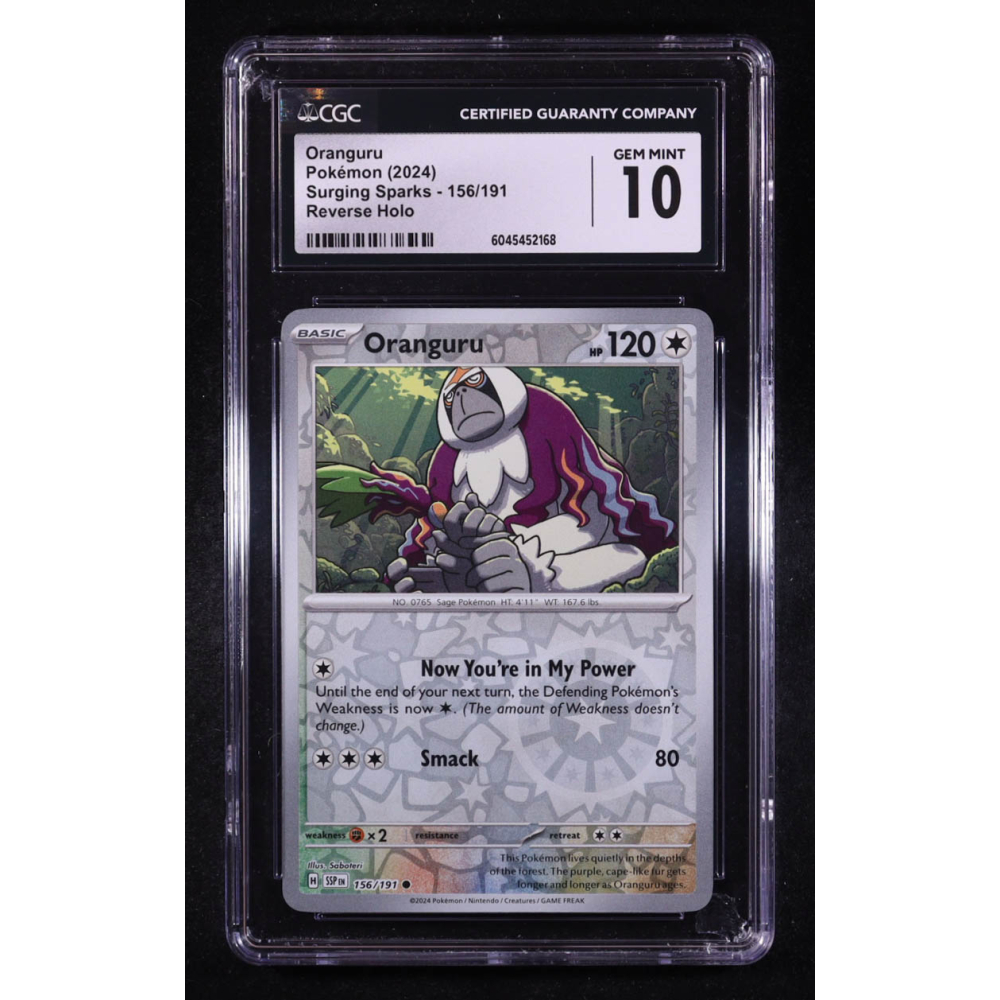 Oranguru 2024 Pokemon TCG Scarlet & Violet Surging Sparks #156 REVERSE HOLO (CGC 10) at PristineAuction.com