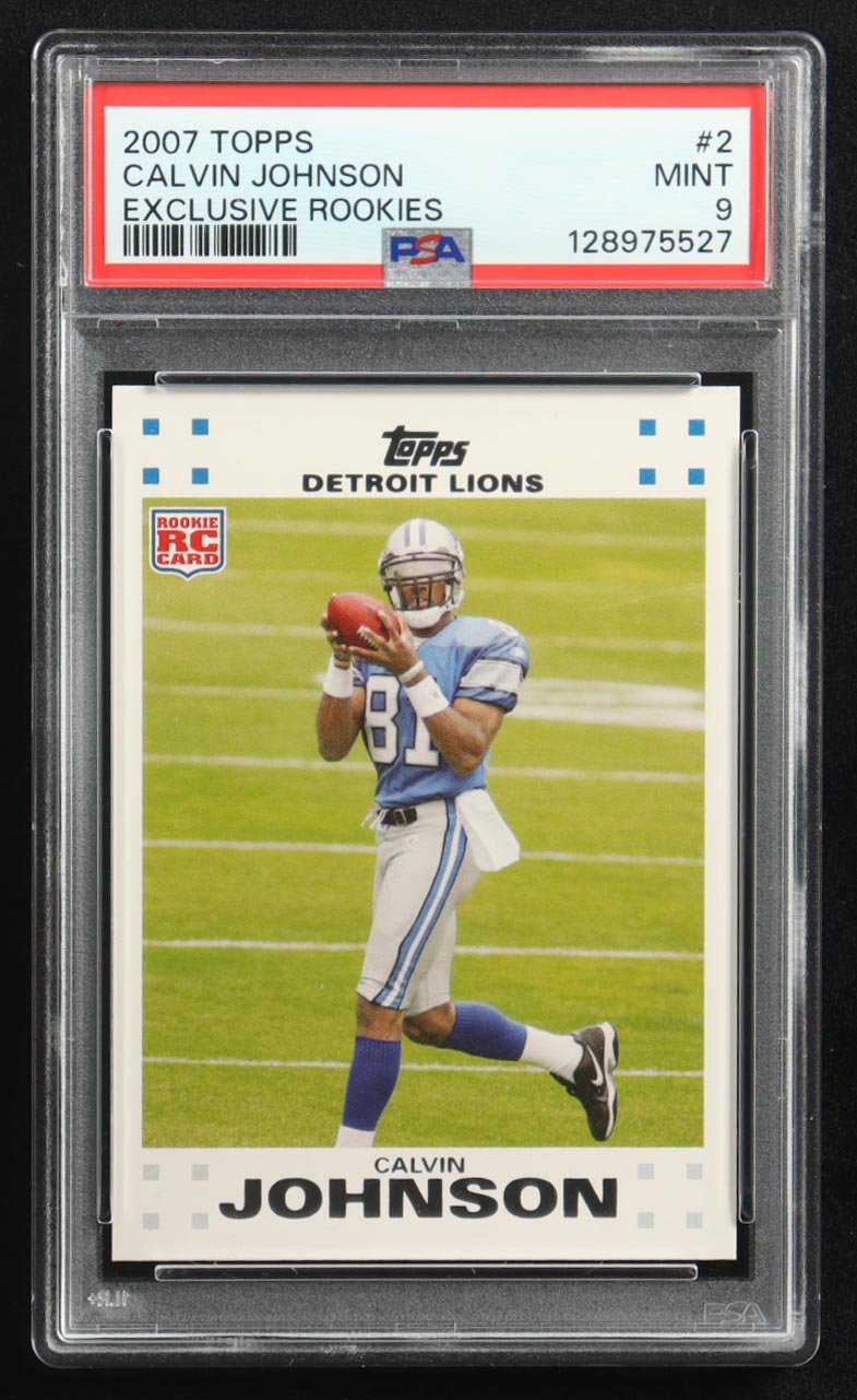 Calvin Johnson 2007 Topps Exclusive Rookies #2 RC (PSA 9) at PristineAuction.com Calvin Johnson 2007 Topps Exclusive Rookies #2 RC (PSA 9) at PristineAuction.com