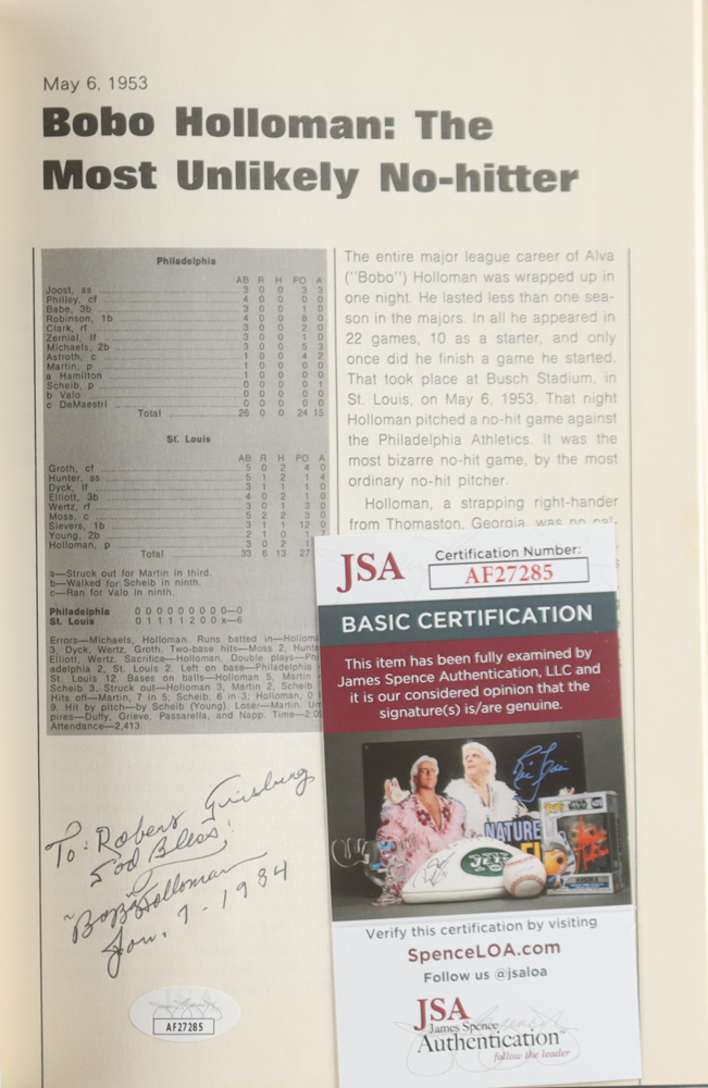 Early Wynn & Bobo Holloman Signed "Baseball's Greatest Moments" Hardcover Book (JSA) at PristineAuction.com Early Wynn & Bobo Holloman Signed "Baseball's Greatest Moments" Hardcover Book (JSA) at PristineAuction.com