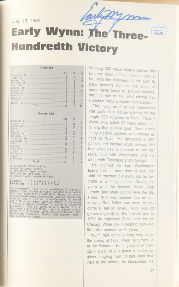 Early Wynn & Bobo Holloman Signed "Baseball's Greatest Moments" Hardcover Book (JSA) at PristineAuction.com Early Wynn & Bobo Holloman Signed "Baseball's Greatest Moments" Hardcover Book (JSA) at PristineAuction.com