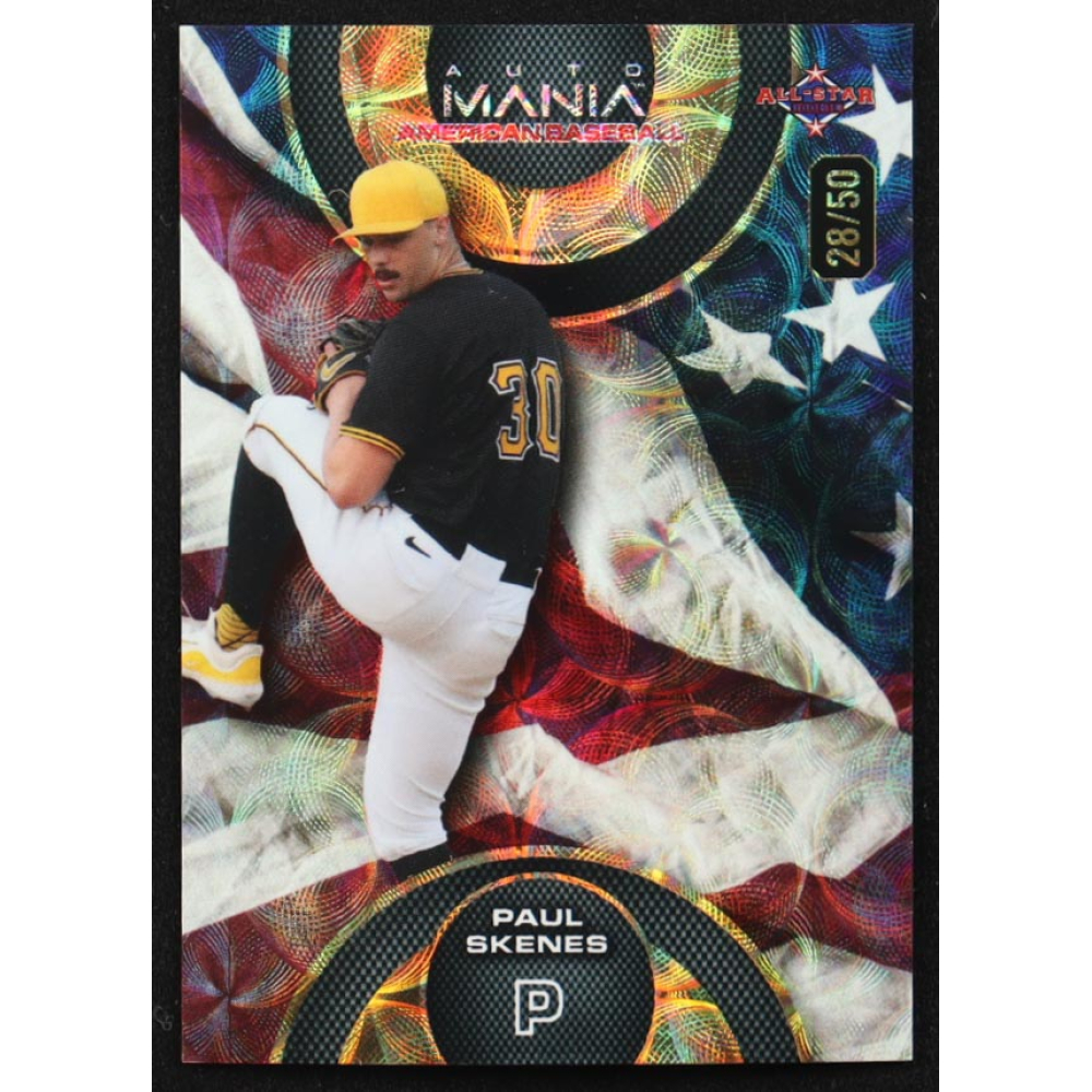 Paul Skenes 2024 Wild Card Auto Mania American Baseball American Flag Kaleidoscope #AMAC-PS #28/50 RC at PristineAuction.com