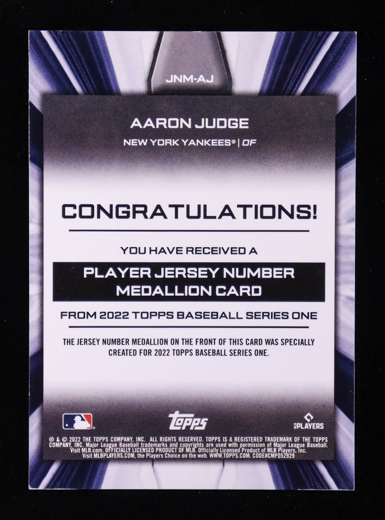 Aaron Judge 2022 Topps Commemorative Player Jersey Number Medallions #JNMAJ at PristineAuction.com Aaron Judge 2022 Topps Commemorative Player Jersey Number Medallions #JNMAJ at PristineAuction.com