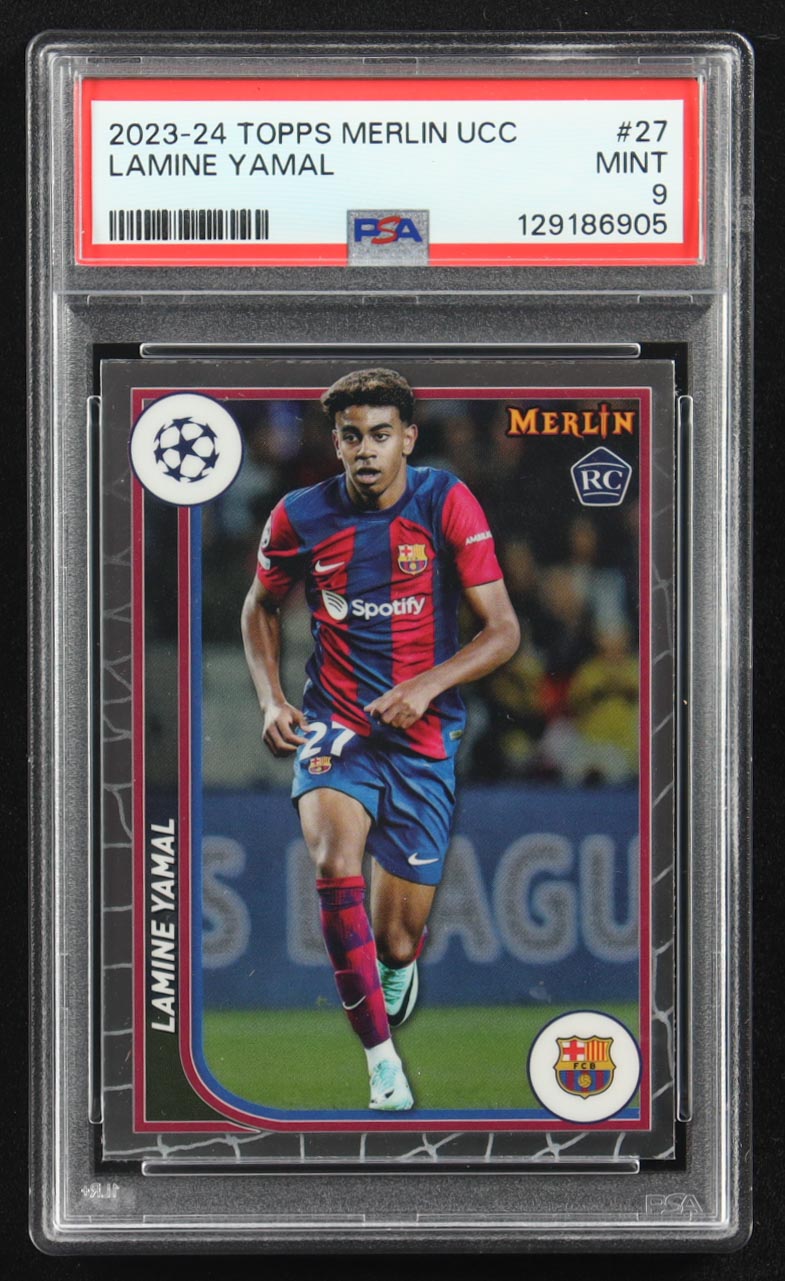 Lamine Yamal 2023-24 Merlin UEFA Club Competitions #27 RC (PSA 9) at PristineAuction.com Lamine Yamal 2023-24 Merlin UEFA Club Competitions #27 RC (PSA 9) at PristineAuction.com