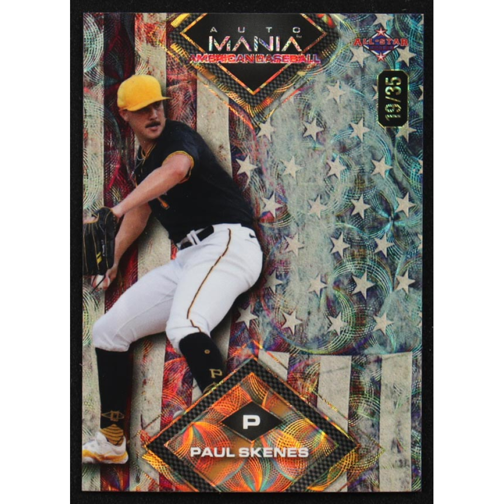 Paul Skenes 2024 Wild Card Auto Mania American Baseball Vintage Flag Kaleidoscope #AMAD-PS3 #19/35 RC at PristineAuction.com
