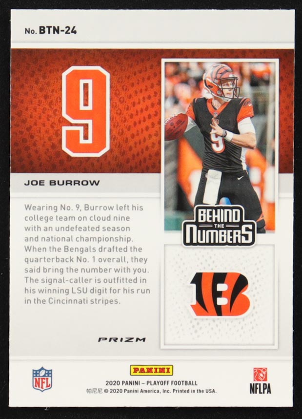 Joe Burrow 2020 Playoff Behind the Numbers Blue #24 RC at PristineAuction.com Joe Burrow 2020 Playoff Behind the Numbers Blue #24 RC at PristineAuction.com