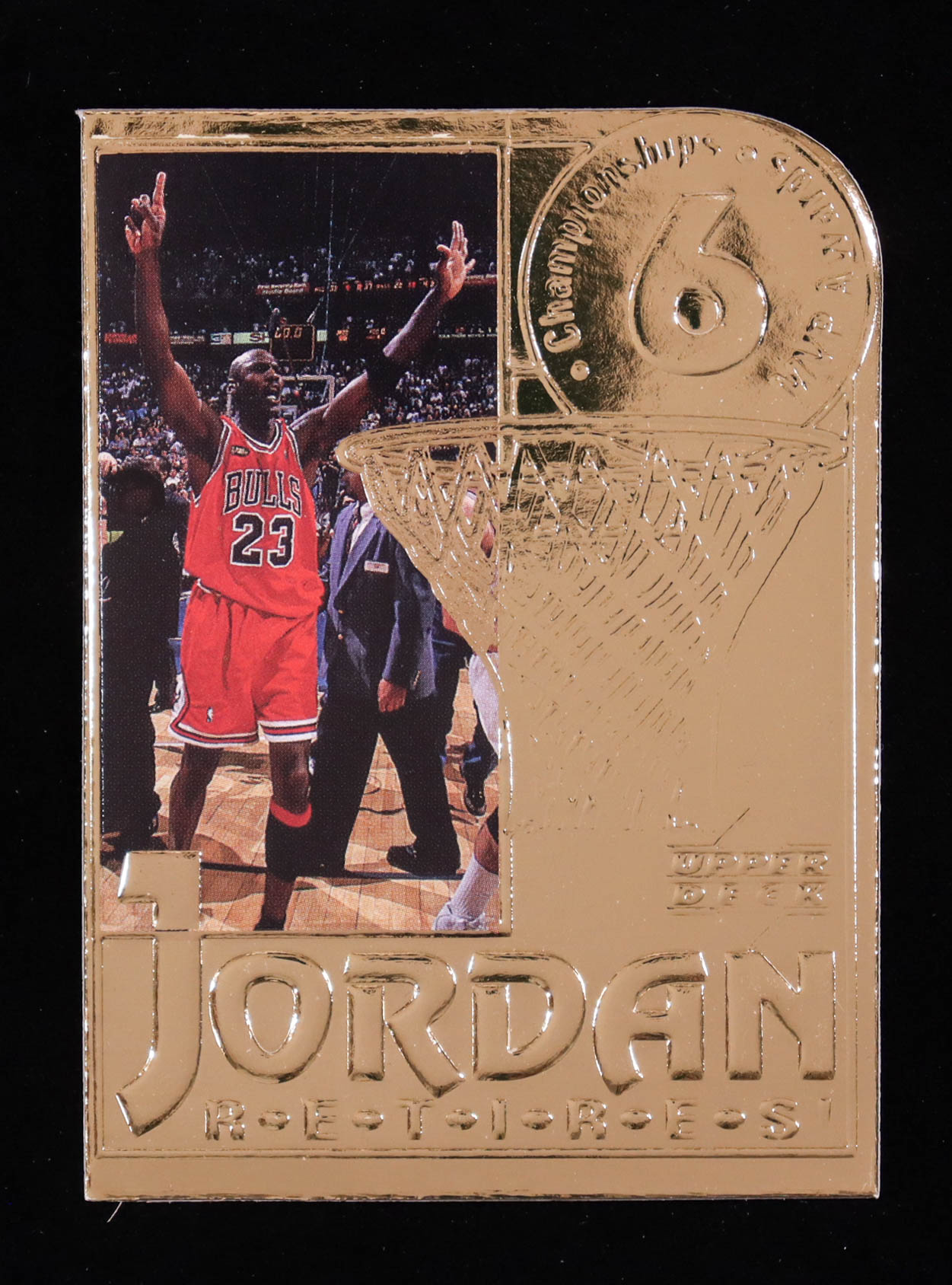 Michael Jordan 1999 Upper Deck 22K Gold Michael Jordan Retires #1 #2417/24500 at PristineAuction.com Michael Jordan 1999 Upper Deck 22K Gold Michael Jordan Retires #1 #2417/24500 at PristineAuction.com