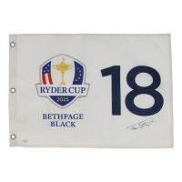 Tommy Fleetwood Signed 2025 "Ryder Cup" Golf Pin Flag (JSA) at PristineAuction.com